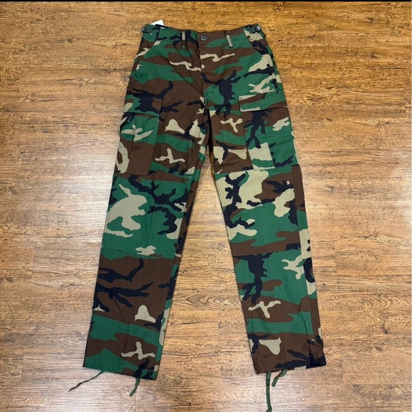 Propper BDU Army Green Woodland Camo Button Fly Ripstop Cargo Pants‎ Men M 32x33 - Picture 1 of 9